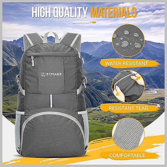 Lightweight Packable Backpack 35L - Light Foldable Backpacks Dimgray - Picture 4 of 7